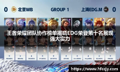 王者荣耀团队协作榜单揭晓EDG荣登第十名展现强大实力